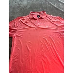 Footjoy Shirt Men's XL Pink Coral Polo Golf Short Sleeve FJ Logo Swan‎